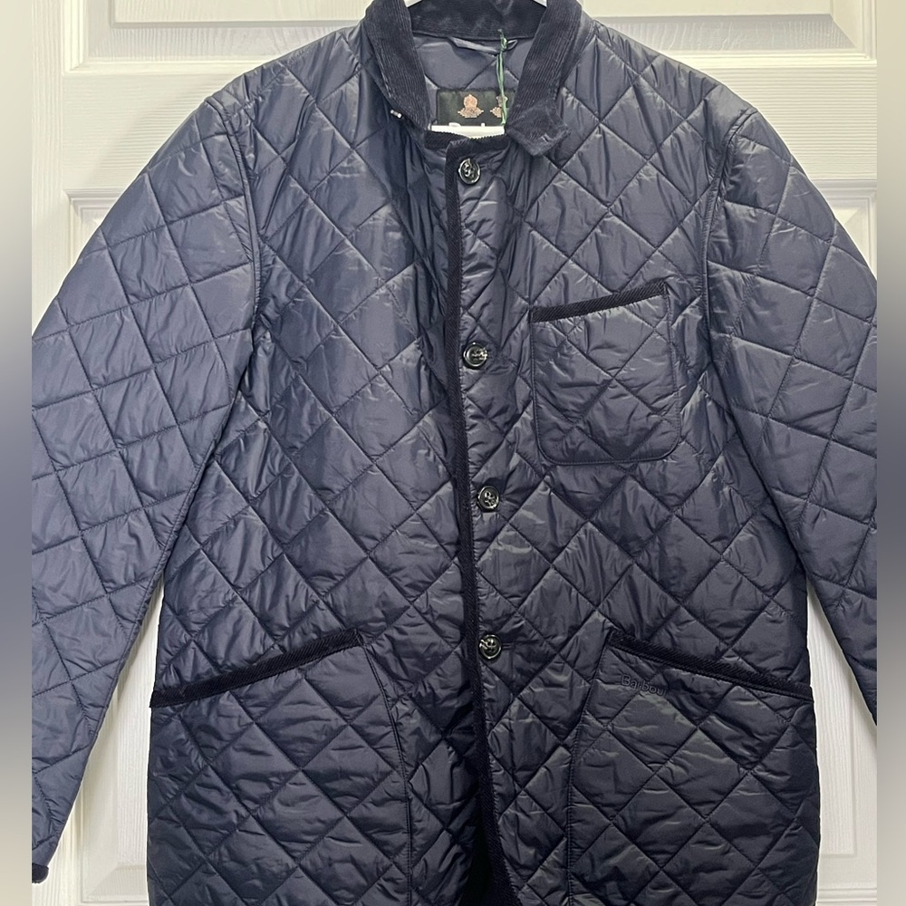 Barbour Tartan 
Men's Quilted Navy Jacket - Picture 4 of 11